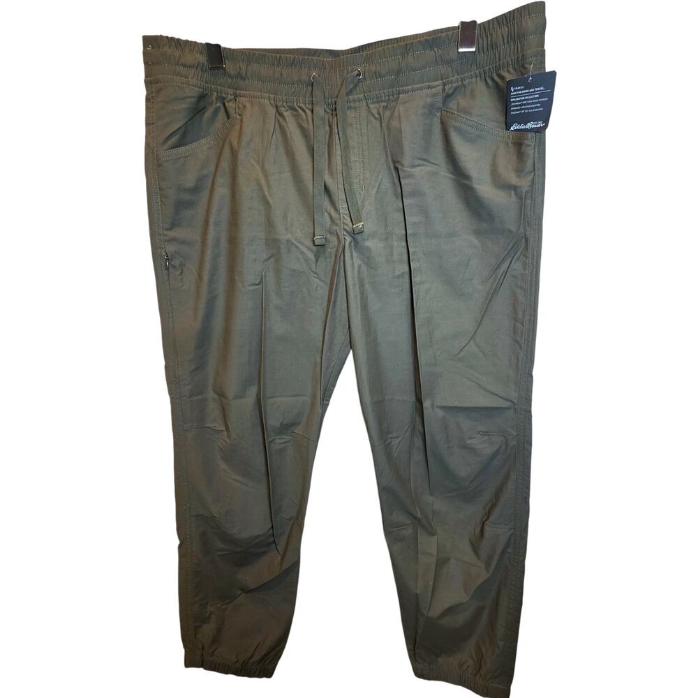 Eddie Bauer Exploration Jogger Womens Curvy Sz 16 Green Cargo Hiking Curvy New
